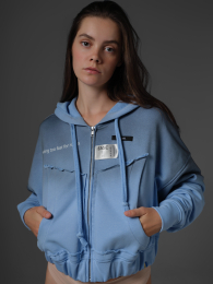 Зіпка з ефектом "бруду" блакитна / zip hoodie, blue