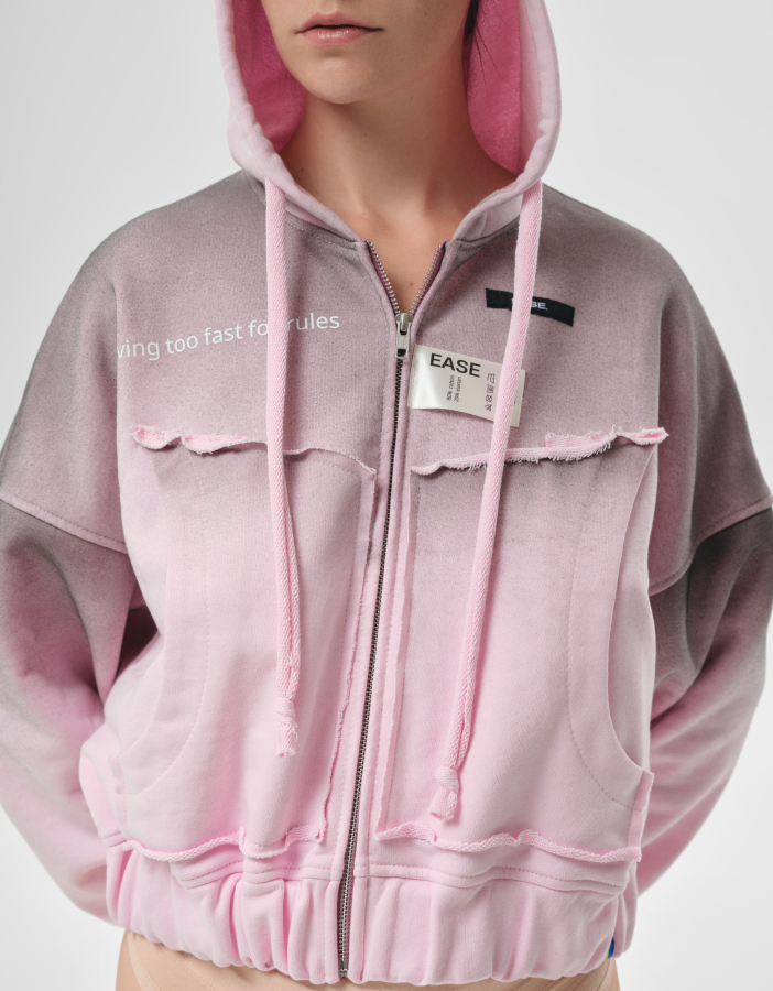 Зіпка з ефектом "бруду" рожева / zip hoodie, pink