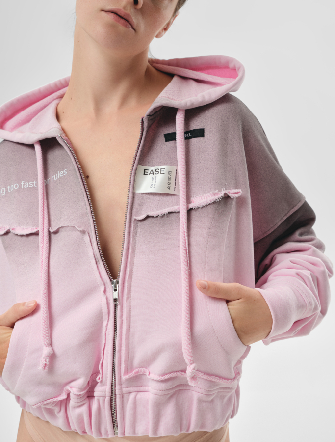 Зіпка з ефектом "бруду" рожева / zip hoodie, pink