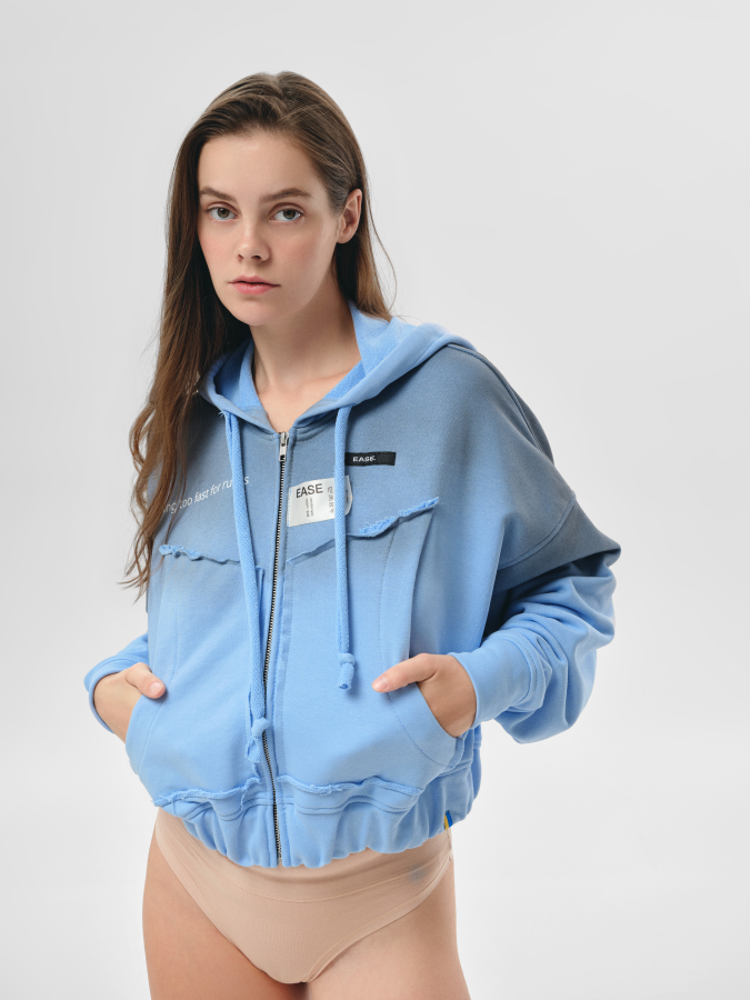 Зіпка з ефектом "бруду" блакитна / zip hoodie, blue